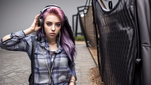 girl walking away,depressed woman,the girl at the station,grunge,girl and car,music artist,social distancing,headphone,image manipulation,punk,photographic background,blogs music,headphones,girl in a long,telephone operator,women clothes,girl washes the car,digital compositing,pink hair,photo session in torn clothes