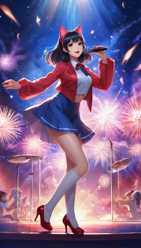 fireworks background,fantasia,cg artwork,queen of liberty,firework,sailor,delta sailor,japanese sakura background,french digital background,japanese idol,flying sparks,cheering,patriotism,fourth of july,goddess of justice,usa,red white,patriotic,4th of july,fireworks art,Illustration,Realistic Fantasy,Realistic Fantasy 01