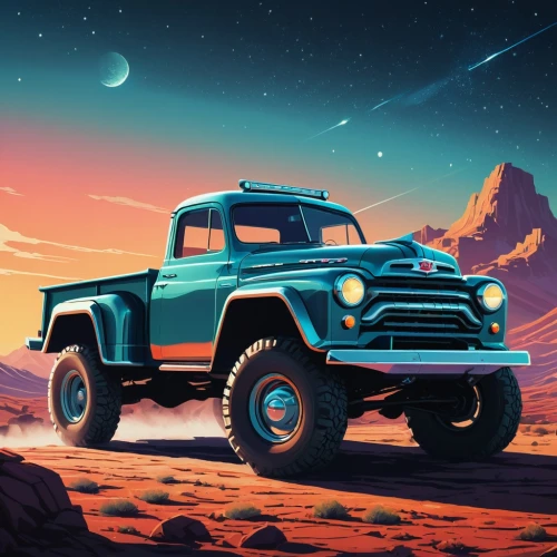 willys-overland jeepster,desert safari,retro vehicle,jeep wagoneer,jeep gladiator rubicon,jeep cj,zil 131,dodge power wagon,austin fx4,jeep gladiator,retro automobile,ford truck,desert run,ford bronco ii,zil-111,pickup-truck,gaz-m20 pobeda,land rover series,toyota land cruiser,defender,Conceptual Art,Fantasy,Fantasy 32