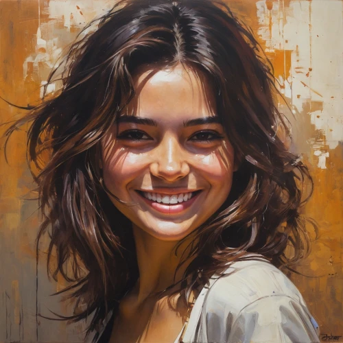 girl portrait,a girl's smile,oil painting,oil painting on canvas,portrait of a girl,young woman,romantic portrait,art painting,face portrait,woman portrait,selanee henderon,oil on canvas,oil paint,italian painter,artist portrait,painting,vietnamese woman,a smile,painting technique,grin,Conceptual Art,Fantasy,Fantasy 15