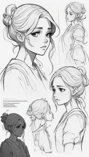 katniss,hairstyles,tiana,princess leia,jasmine,studies,bunches of rowan,twists,updo,elsa,mulan,concept art,white rose snow queen,tangled,illustrations,braid,hairstyle,fairy tale character,chignon,main character,Unique,Design,Character Design