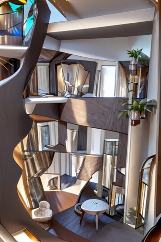 penthouse apartment,spiral stairs,sky apartment,spiral staircase,interior modern design,winding staircase,loft,an apartment,circular staircase,shared apartment,interior design,bookshelves,cubic house,modern decor,contemporary decor,inverted cottage,steel stairs,ufo interior,smart house,apartment lounge