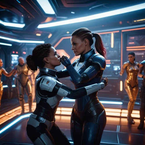 passengers,valerian,community connection,symetra,into each other,andromeda,data exchange,nova,the hands embrace,star trek,assault,officers,supporting one another,scifi,sci fi,sci - fi,sci-fi,star ship,girlfriends,skirmish,Photography,General,Sci-Fi