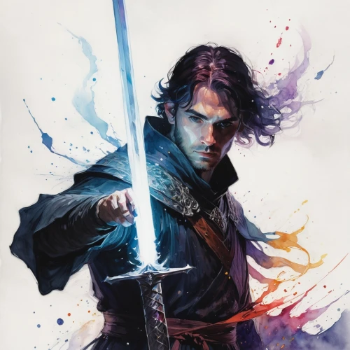 heroic fantasy,thorin,swordsman,cg artwork,games of light,tyrion lannister,awesome arrow,game of thrones,athos,bow and arrows,witcher,highlander,lokportrait,sword,sward,cullen skink,assassin,kit,a3 poster,musketeer,Illustration,Paper based,Paper Based 20