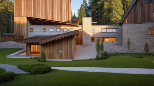 timber house,corten steel,wooden house,3d rendering,modern house,archidaily,eco-construction,cubic house,mid century house,modern architecture,wooden facade,japanese architecture,wooden construction,chalet,render,residential house,model house,dunes house,eco hotel,grass roof,Photography,General,Realistic