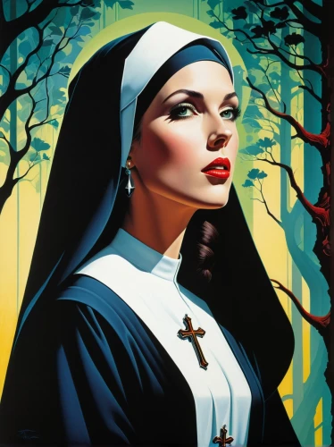 the nun,seven sorrows,nun,carmelite order,vampira,nuns,benedictine,gene tierney,mary 1,gothic portrait,rosary,mary,cool pop art,the prophet mary,modern pop art,catholicism,portrait of christi,catholic,priest,medical icon,Illustration,Vector,Vector 09