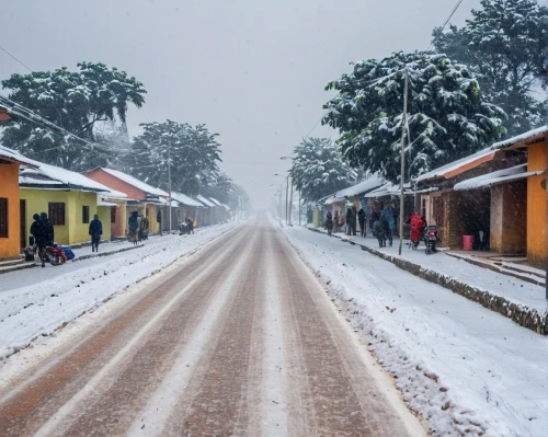 winter village,benin,row of houses,new year snow,rwanda,snow scene,the snow falls,village street,christmas snow,cameroon,ghana ghs,bangui,traditional village,salt plantation,human settlement,snowfall,christmas caravan,addis ababa,road through village,ghana,Photography,General,Natural