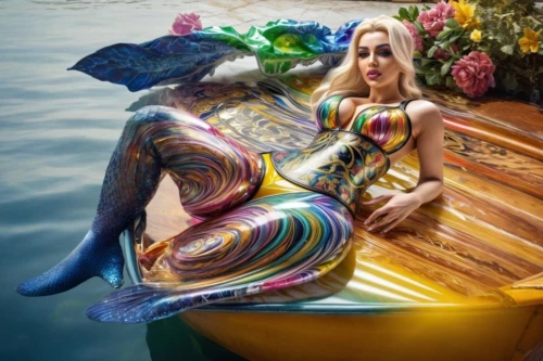mermaid,the blonde in the river,mermaids,believe in mermaids,mermaid background,the sea maid,sustainability icons,girl on the boat,mermaid scale,merman,let's be mermaids,merfolk,row row row your boat,girl with a dolphin,mermaid tail,prismatic,canoe,bodypainting,rowboat,triggerfish-clown