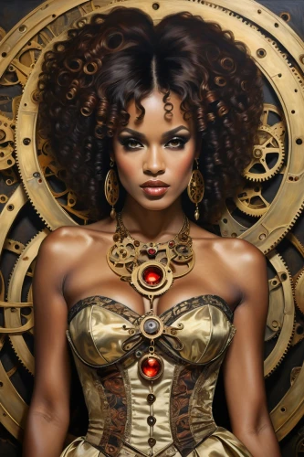 african american woman,steampunk,beautiful african american women,black woman,zodiac sign libra,steampunk gears,african woman,clockwork,horoscope libra,afro-american,gorgon,african art,clockmaker,afroamerican,prosperity and abundance,afro american girls,warrior woman,afro american,voodoo woman,priestess,Illustration,Realistic Fantasy,Realistic Fantasy 13