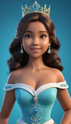 tiana,princess sofia,princess anna,tiara,elsa,moana,crown render,boast,cinderella,3d model,princess crown,rapunzel,pocahontas,disney character,queen crown,queen s,jasmine,merida,princess,barbie,Unique,3D,3D Character