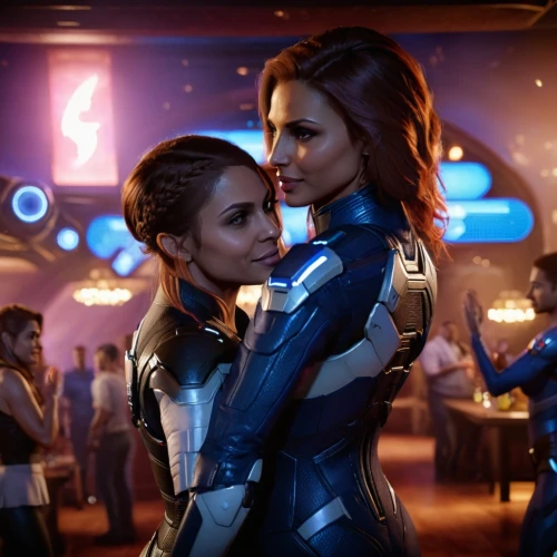 passengers,symetra,girlfriends,valerian,community connection,mother and daughter,girl kiss,married couple,hypersexuality,two girls,cg artwork,shoulder pads,inter-sexuality,mom and daughter,gay couple,making out,visual effect lighting,andromeda,nova,sisters,Photography,General,Cinematic