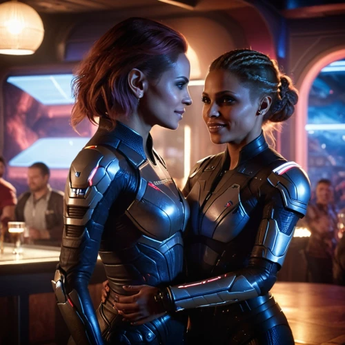 valerian,passengers,girlfriends,community connection,cg artwork,symetra,married couple,captain marvel,star ship,mother and daughter,sci fi,scene lighting,scifi,guardians of the galaxy,connections,connection,into each other,sci fiction illustration,bar,andromeda,Photography,General,Cinematic