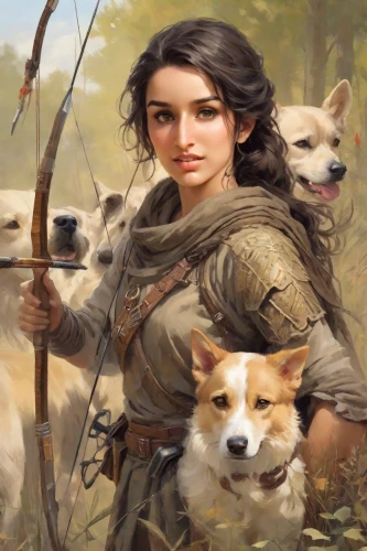 girl with dog,bohemian shepherd,east-european shepherd,hunting dogs,companion dog,carpathian shepherd dog,english shepherd,shepherd,black shepherd,shepherd dog,border collie,the good shepherd,fantasy portrait,herding dog,shepherd mongrel,katniss,animals hunting,collie,huntress,basque shepherd dog,Digital Art,Classicism