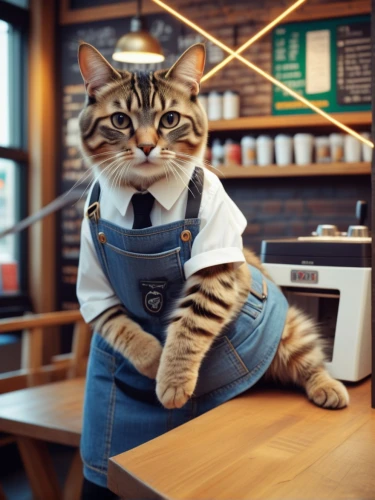 barista,cat coffee,cat's cafe,waiting staff,bartender,chef's uniform,caterer,sweater vest,waiter,vintage cat,working animal,chinese pastoral cat,waitress,chef,cat image,domestic cat,men chef,cat-ketch,cat sparrow,cute cat,Photography,General,Fantasy