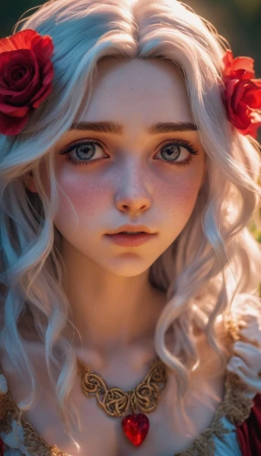 violet head elf,female doll,fae,elsa,fairy tale character,fantasy portrait,elf,rapunzel,doll's facial features,rosa 'the fairy,male elf,elven flower,eglantine,rosa ' the fairy,fairytale characters,3d fantasy,disney rose,white rose snow queen,sky rose,mystical portrait of a girl,Conceptual Art,Fantasy,Fantasy 31