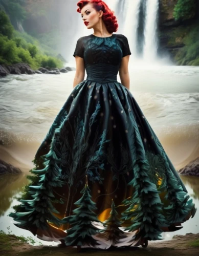 hoopskirt,celtic queen,the sea maid,overskirt,ball gown,celtic woman,ariel,princess anna,quinceanera dresses,gothic dress,miss circassian,rusalka,girl on the river,girl in a long dress,fairy queen,gothic fashion,fantasy picture,the blonde in the river,crinoline,fairy tale character