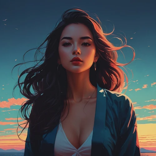 sunset glow,digital painting,world digital painting,dusk,sunset,young woman,dusk background,romantic portrait,girl portrait,summer evening,portrait background,in the evening,mystical portrait of a girl,girl on the dune,eventide,fantasy portrait,colorful background,the evening light,evening light,landscape background,Conceptual Art,Fantasy,Fantasy 32