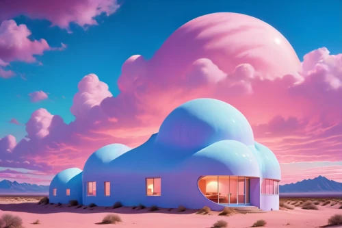 mushroom landscape,cotton candy,futuristic landscape,cloud mushroom,cube house,virtual landscape,mushroom island,3d fantasy,snowhotel,cubic house,panoramical,dunes house,delight island,igloo,sky apartment,lonely house,home landscape,ice cream shop,cabana,cloud towers
