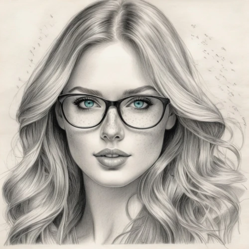 reading glasses,with glasses,silver framed glasses,spectacles,glasses,eye glasses,eyeglasses,lace round frames,girl drawing,girl portrait,oval frame,pencil art,librarian,romantic portrait,specs,pencil frame,two glasses,pencil drawing,fantasy portrait,fashion vector,Illustration,Black and White,Black and White 30
