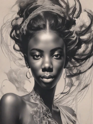 african woman,african american woman,black woman,graphite,fantasy portrait,digital painting,afro american girls,african art,charcoal pencil,charcoal drawing,mystical portrait of a girl,fashion illustration,afro american,nigeria woman,girl portrait,world digital painting,black skin,afro-american,beautiful african american women,sculpt