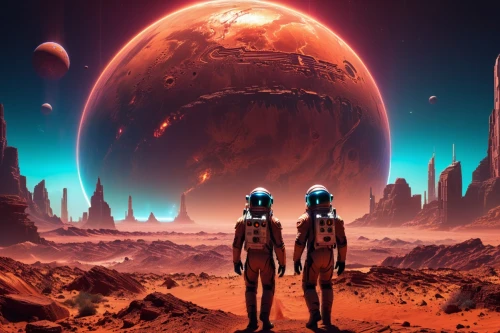 red planet,binary system,alien planet,planet mars,science fiction,mission to mars,extraterrestrial life,sci fiction illustration,alien world,sci fi,space art,valerian,fire planet,exoplanet,scifi,science-fiction,sci - fi,sci-fi,cosmonautics day,travelers,Conceptual Art,Sci-Fi,Sci-Fi 26