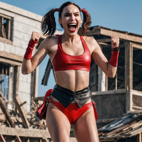 muscle woman,kickboxing,muay thai,strong woman,hard woman,kickboxer,sprint woman,mma,fitness and figure competition,jeet kune do,fitness model,red super hero,shoot boxing,fitness professional,boxing,harley quinn,striking combat sports,bodypump,woman strong,workout icons,Photography,General,Realistic