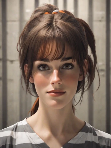 realdoll,doll's facial features,retro girl,the girl's face,girl portrait,lara,tracer,clementine,mary jane,audrey,lis,nora,bun,portrait of a girl,pigtail,retro woman,daisy 2,bangs,detention,portrait background,Photography,Natural