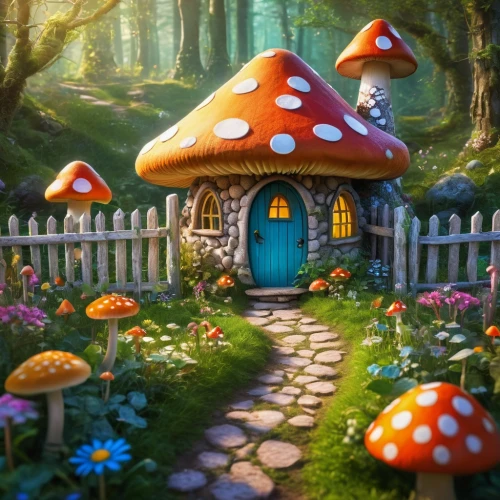mushroom landscape,fairy village,fairy house,fairy door,mushroom island,fairy forest,dandelion hall,toadstools,fairy world,toadstool,little house,the little girl's room,wonderland,fairytale forest,house in the forest,summer cottage,forest mushroom,mushrooms,club mushroom,fairy chimney,Photography,General,Fantasy