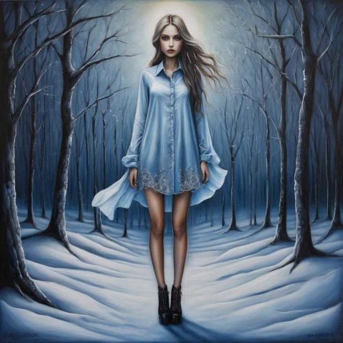 the snow queen,suit of the snow maiden,winterblueher,blue enchantress,mystical portrait of a girl,winter background,girl with tree,blue snowflake,winter dream,ice queen,winter dress,the girl in nightie,ice princess,sleepwalker,winter forest,silvery blue,ballerina in the woods,white rose snow queen,holly blue,fantasy picture,Illustration,Abstract Fantasy,Abstract Fantasy 14