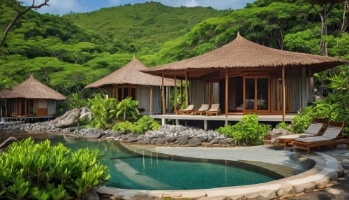 eco hotel,holiday villa,pool house,tropical house,over water bungalows,floating huts,seychelles,moorea,tropical greens,tropical island,tree house hotel,luxury property,bali,cabana,luxury hotel,tropical jungle,resort,beautiful home,fiji,secluded,Photography,General,Realistic