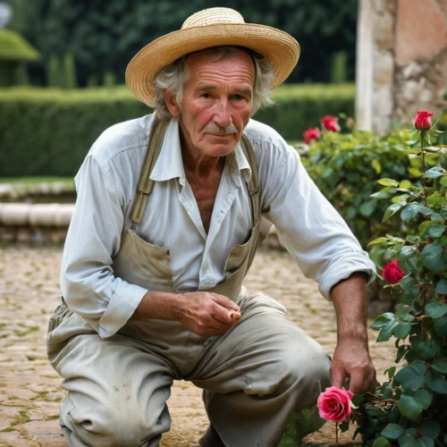 elderly man,old country roses,gardener,rugosa rose,farmworker,pensioner,permaculture,coquelicot,pachamama,city unesco heritage trinidad cuba,farmer,provencal life,elderly person,vendor,older person,rosebush,cuba flower,red turtlehead,mexican petunia,historic rose,Photography,General,Realistic