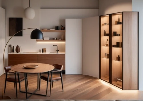 kitchenette,modern minimalist kitchen,storage cabinet,kitchen design,modern kitchen interior,pantry,under-cabinet lighting,modern kitchen,walk-in closet,cupboard,cabinetry,kitchen cabinet,danish furniture,shared apartment,cabinets,room divider,kitchen interior,dark cabinetry,metal cabinet,an apartment