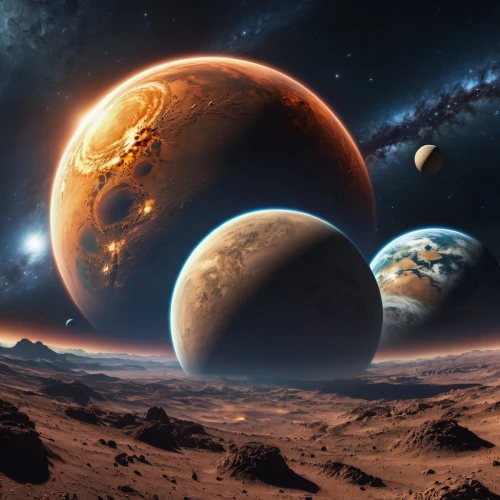 alien planet,planets,planetary system,exoplanet,space art,inner planets,planet mars,red planet,alien world,planet eart,astronomy,planet,gas planet,copernican world system,lunar landscape,celestial bodies,extraterrestrial life,the solar system,planet earth,outer space,Photography,General,Realistic