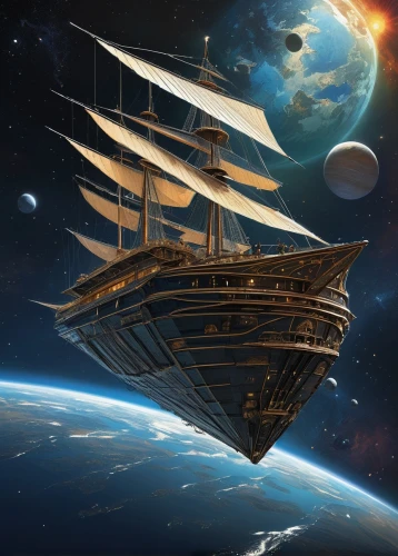 galleon ship,sailing ship,star ship,sea sailing ship,sail ship,sea fantasy,caravel,galleon,sailing ships,tallship,ship travel,airship,carrack,full-rigged ship,sailing vessel,airships,voyager,barquentine,flagship,voyage,Illustration,Realistic Fantasy,Realistic Fantasy 06