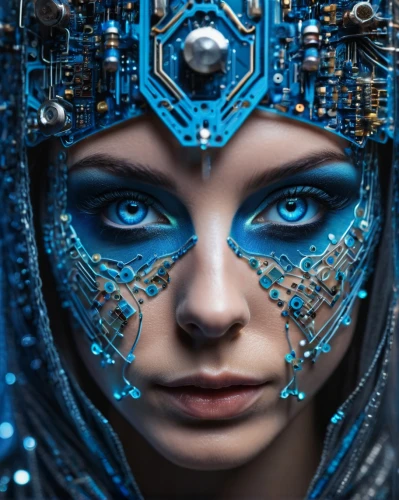 cybernetics,biomechanical,cyborg,blue enchantress,humanoid,cyber,cyberspace,cyberpunk,ai,artificial intelligence,valerian,circuitry,chainlink,avatar,wearables,echo,head woman,circuit board,virtual identity,scifi,Photography,General,Fantasy