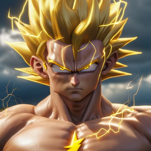 vegeta,goku,son goku,power icon,takikomi gohan,cg artwork,toori,electro,sol,shallot,kame sennin,high volt,trunks,determination,power-up,electrified,would a background,png image,god,portrait background,Photography,General,Realistic