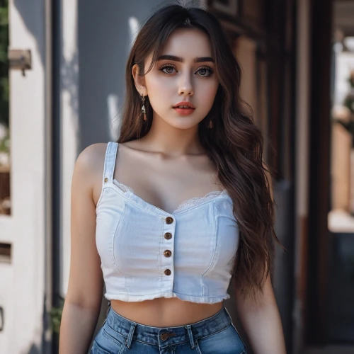 cotton top,girl in overalls,overalls,tube top,white shirt,in a shirt,victoria lily,choker,crop top,pale,see-through clothing,bodysuit,pretty young woman,vietnamese,sexy girl,beautiful young woman,mexican,denim,white clothing,asian girl,Photography,Documentary Photography,Documentary Photography 23