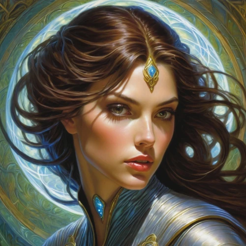 fantasy portrait,fantasy woman,fantasy art,jaya,heroic fantasy,the enchantress,sorceress,mystical portrait of a girl,zodiac sign libra,wonderwoman,blue enchantress,priestess,elven,wonder woman,artemisia,goddess of justice,horoscope libra,warrior woman,female warrior,fantasy picture,Illustration,Realistic Fantasy,Realistic Fantasy 03