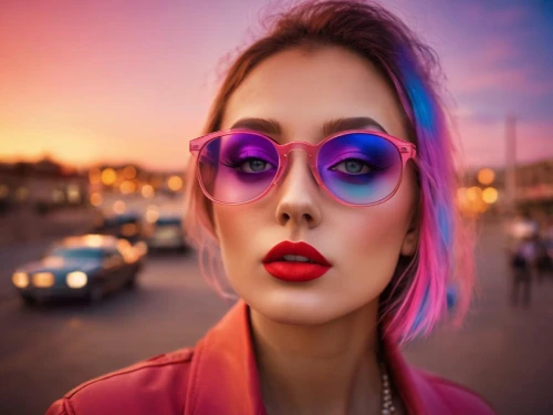 color glasses,pink glasses,retro woman,pink round frames,retro girl,colorful background,neon makeup,sunglasses,colorful life,eye glass accessory,colorful,cyber glasses,colorful light,retro women,pop art colors,background colorful,retro look,pink dawn,neon candies,colourful
