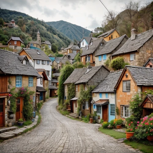 alpine village,mountain village,wooden houses,half-timbered houses,row of houses,cottages,medieval town,france,medieval street,stone houses,escher village,village street,knight village,old village,shaftesbury,townhouses,village life,the cobbled streets,the valley of flowers,traditional village