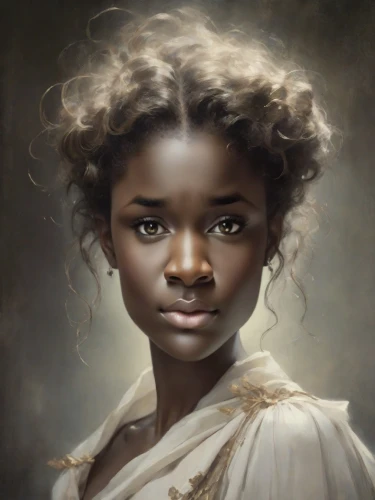 mystical portrait of a girl,african american woman,african woman,portrait of a girl,girl portrait,fantasy portrait,afro-american,child portrait,girl in a historic way,tiana,woman portrait,afro american girls,young woman,beautiful african american women,young lady,afroamerican,afro american,romantic portrait,black woman,nigeria woman,Photography,Cinematic