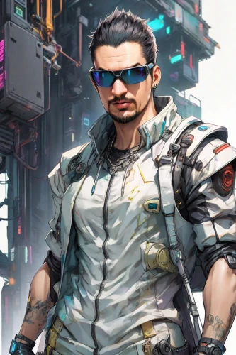 cyber glasses,wuchang,cyberpunk,male character,guilinggao,shimada,xing yi quan,cyborg,kowloon,yi sun sin,wuhan''s virus,xiangwei,engineer,mercenary,stylish boy,yukio,pubg mascot,3d man,game character,ara macao,Digital Art,Anime