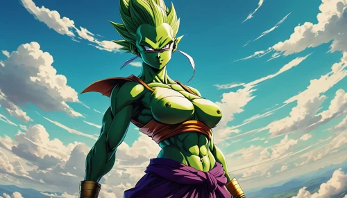 cell,dragon ball,patrol,green goblin,dragonball,goku,green aurora,dragon ball z,son goku,mantis,kame sennin,green skin,wiz,vegeta,takikomi gohan,cg artwork,aaa,leek,kale,april fools day background,Conceptual Art,Fantasy,Fantasy 06