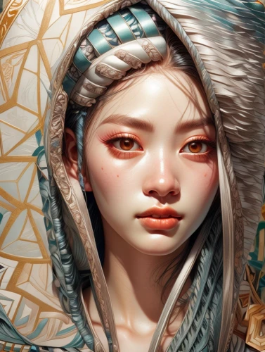 fantasy portrait,world digital painting,digital painting,eskimo,elven,oriental girl,goki,mulan,portrait background,chinese art,yi sun sin,eurasian,oriental princess,mystical portrait of a girl,kitsune,amano,tundra,guk,illustrator,game illustration