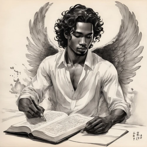 persian poet,business angel,uriel,scholar,the archangel,author,angelology,writer,zodiac sign libra,sci fiction illustration,writing-book,caduceus,libra,tutor,biblical narrative characters,angel wings,poet,angel wing,archangel,lucifer,Illustration,Paper based,Paper Based 30