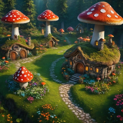 mushroom landscape,mushroom island,fairy village,toadstools,fairy forest,mushrooms,fairy world,fairy house,scandia gnomes,club mushroom,druid grove,aurora village,brown mushrooms,dandelion hall,forest mushrooms,toadstool,umbrella mushrooms,lingzhi mushroom,escher village,mushroom type,Photography,General,Fantasy