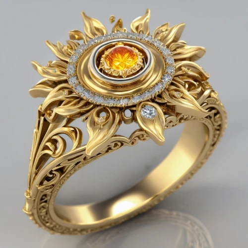 ring with ornament,golden ring,fire ring,gold filigree,ring jewelry,colorful ring,circular ring,nuerburg ring,engagement ring,pre-engagement ring,ring,wedding ring,gold flower,gold rings,citrine,finger ring,lord who rings,ring of fire,yellow-gold,filigree,Illustration,Realistic Fantasy,Realistic Fantasy 02