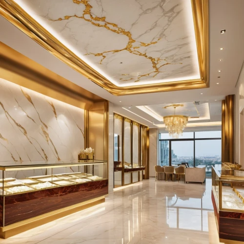 gold bar shop,gold shop,gold wall,gold stucco frame,luxury home interior,luxury bathroom,jewelry store,gold lacquer,gold business,luxury property,cartier,luxury,luxury accessories,luxurious,gold jewelry,luxury real estate,gold bar,jewelry（architecture）,marble palace,gold leaf,Photography,General,Realistic