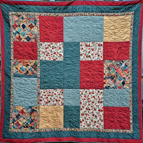 quilt,quilting,stitch border,teal stitches,mexican blanket,flower blanket,quilt barn,turquoise wool,fabric and stitch,tileable patchwork,bobbin with felt cover,felted and stitched,sew on and sew forth,traditional pattern,floral border,rounded squares,liberty cotton,kimono fabric,sewing stitches,afghan,Photography,General,Realistic
