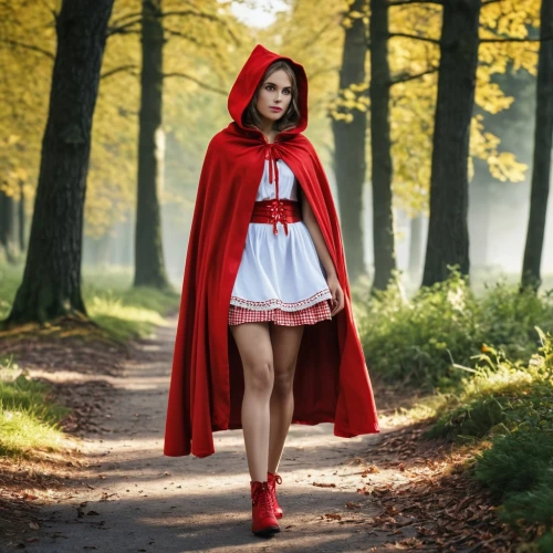 red riding hood,little red riding hood,red coat,red cape,scarlet witch,red tunic,caped,queen of hearts,red shoes,man in red dress,girl in red dress,red super hero,red skirt,fairy tale character,super heroine,celebration cape,cosplay image,red gown,lady in red,snow white,Photography,General,Realistic